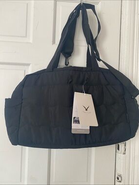Hynes Eagle Quilted Black Tote with Removable Shoulder Strap
